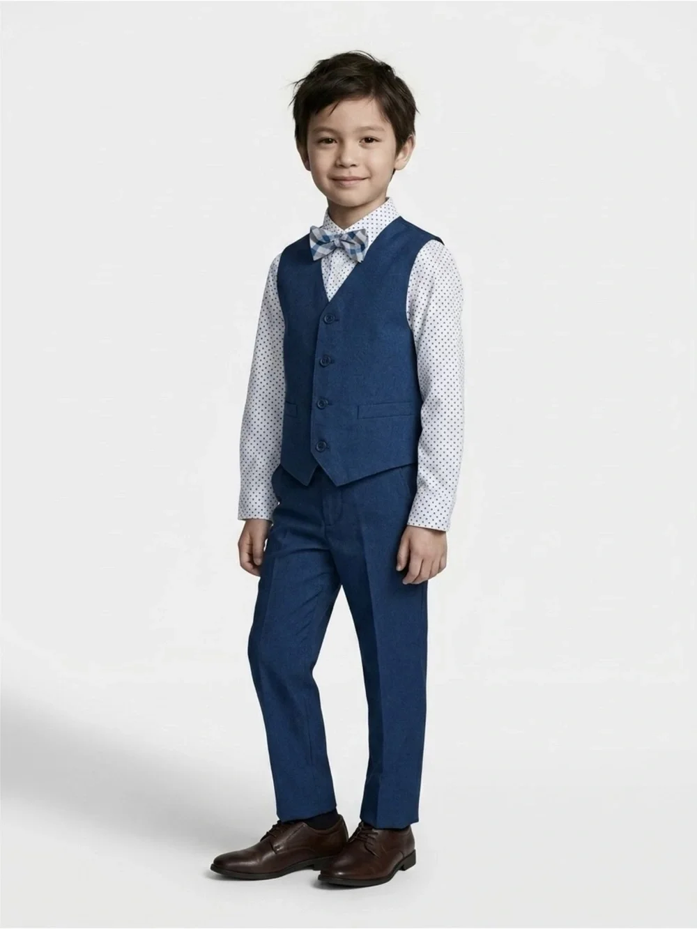 Boy’s Van Huesen4 Pc Set With Navy Pants ( With Elastic band) Shirt Tie And Vest